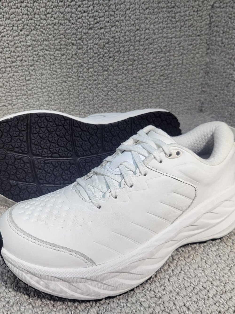 Hoka One Bondi SR Women's Size 9 White Leather Slip Resistant Work Shoes